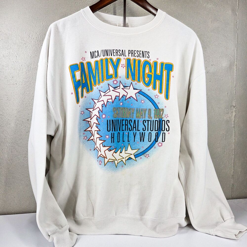 Vintage 1992 Tultex Universal Studios Hollywood Family Night Sweatshirt Sz XL